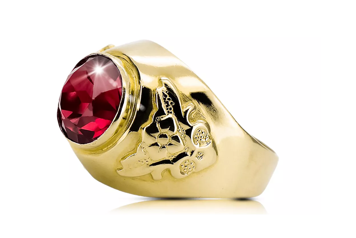 Rubin Aur galben 14K Inel Vintage vrc078y